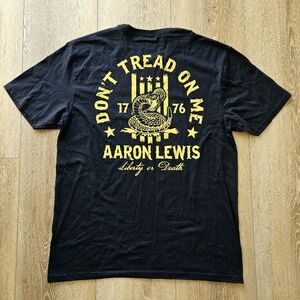 Aaron Lewis Don't Tread On Me Band Tee Black Graphic T-Shirt | Large